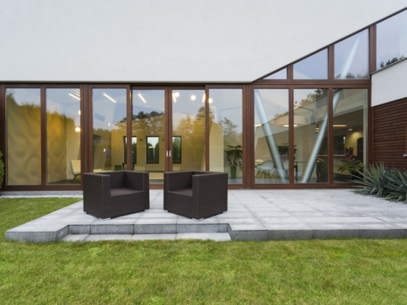 villa patio with rattan chairs