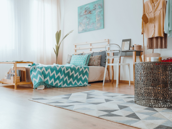 small table on the rug