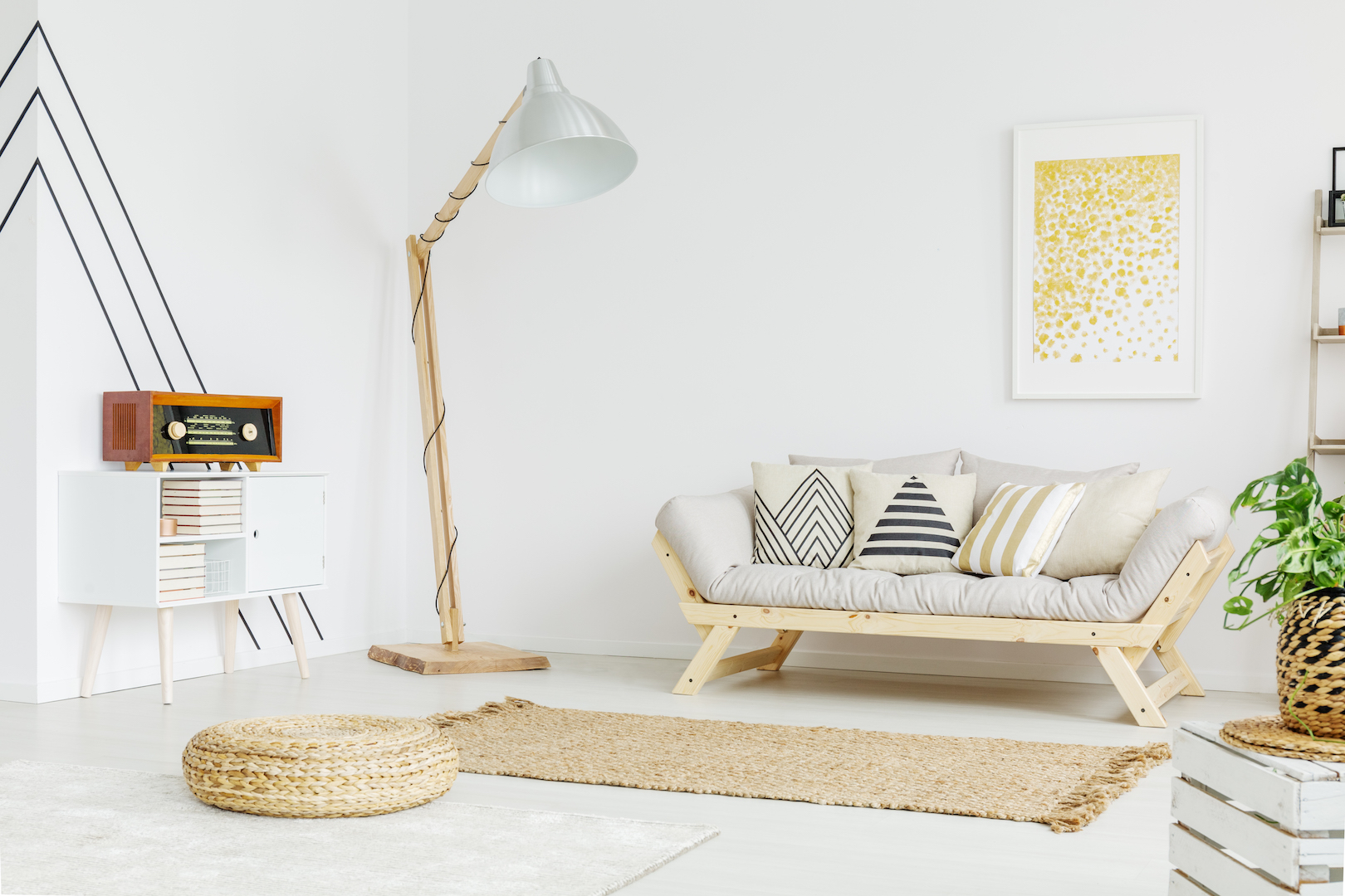 big lamp in the corner