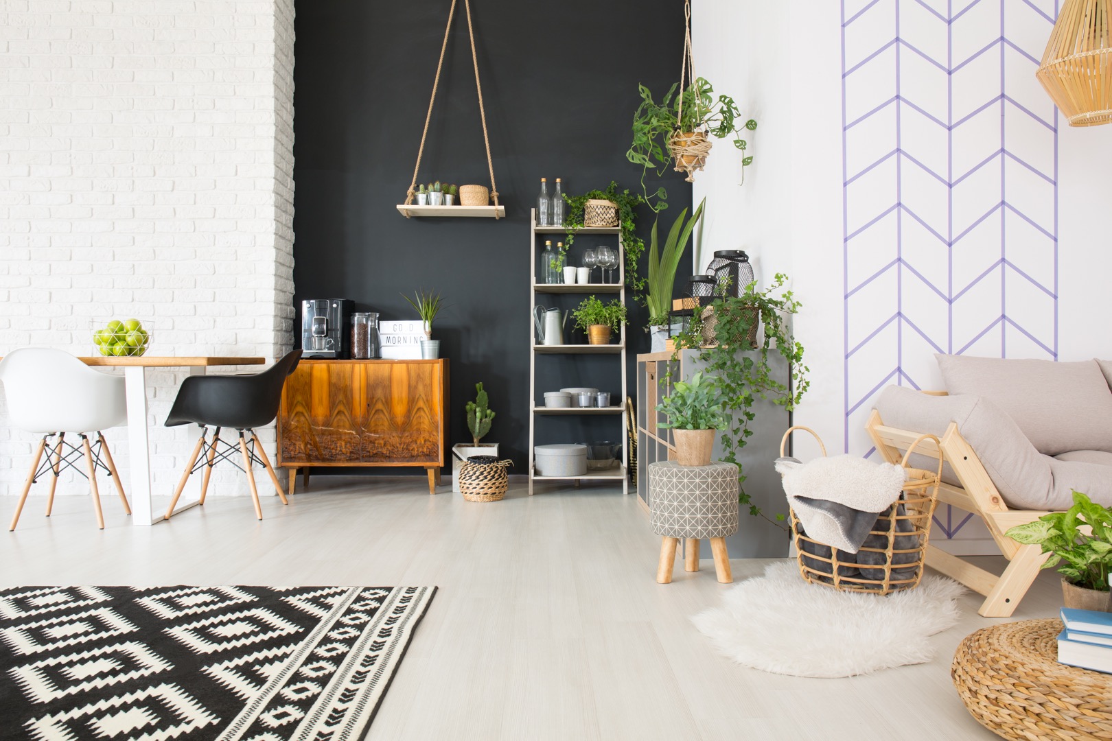 modern black and white loft