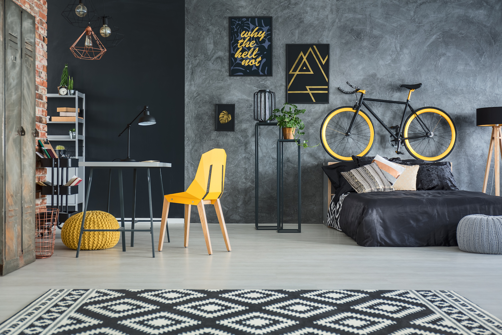 flat with yellow decors